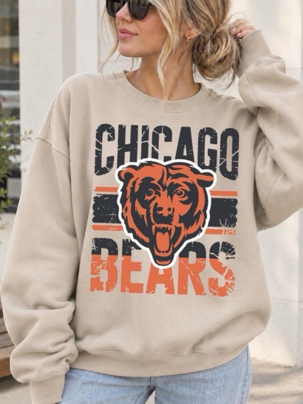 Chicago Bears Football Sweatshirt, Vintage Game Day Pullover Sports Sweatshirt